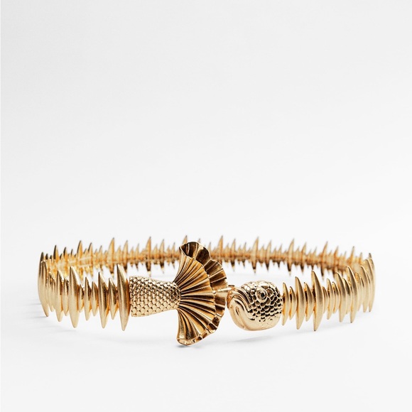 Zara Accessories Zara Fish Gold Scales Elastic Belt Poshmark